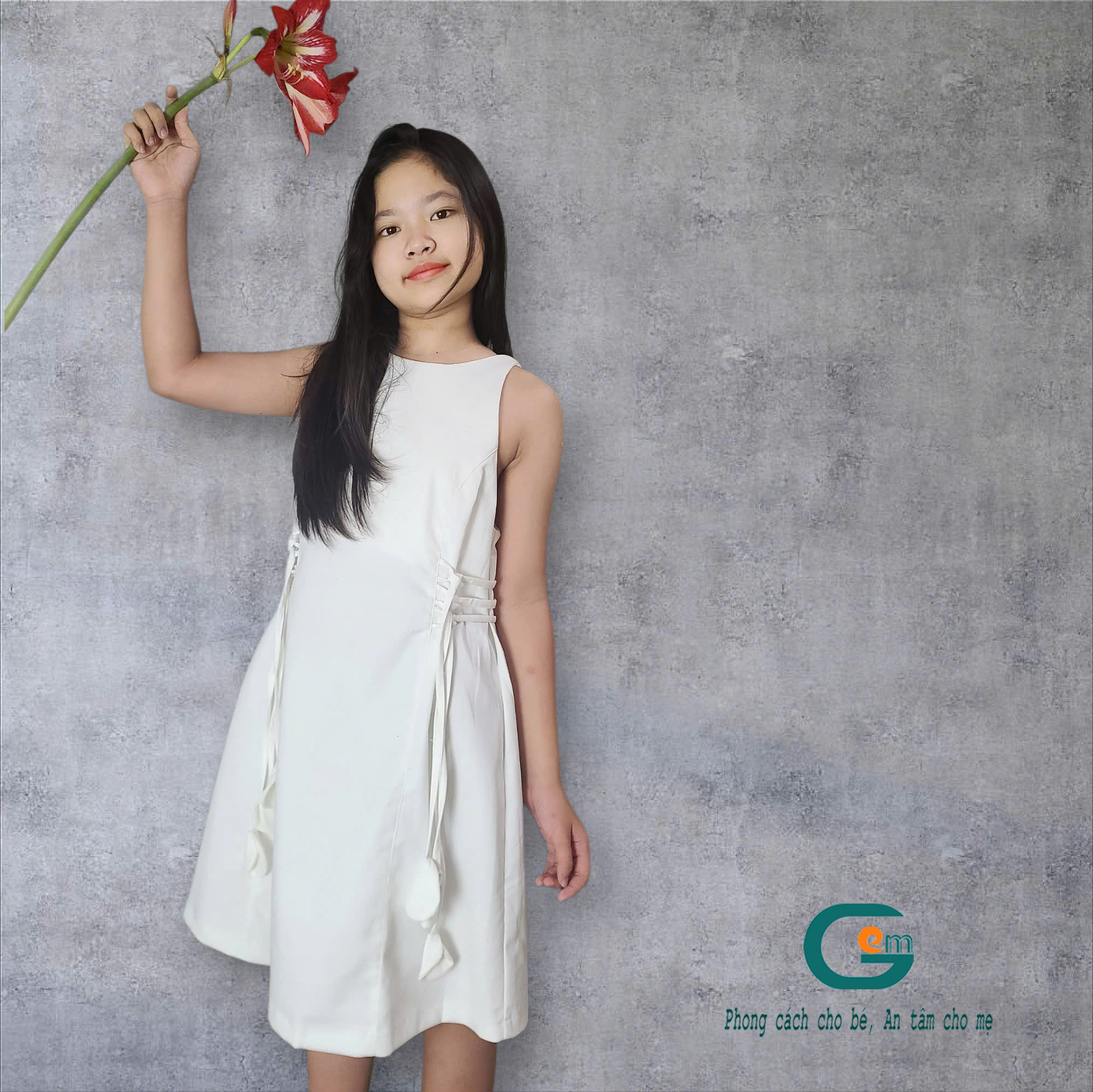 váy A hoa rum buộc dây